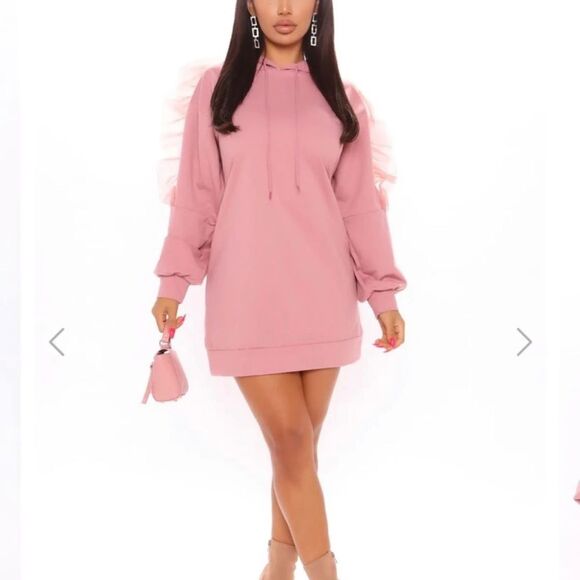 Fashion nova NWT pink tulle sweatshirt large - Picture 1 of 6
